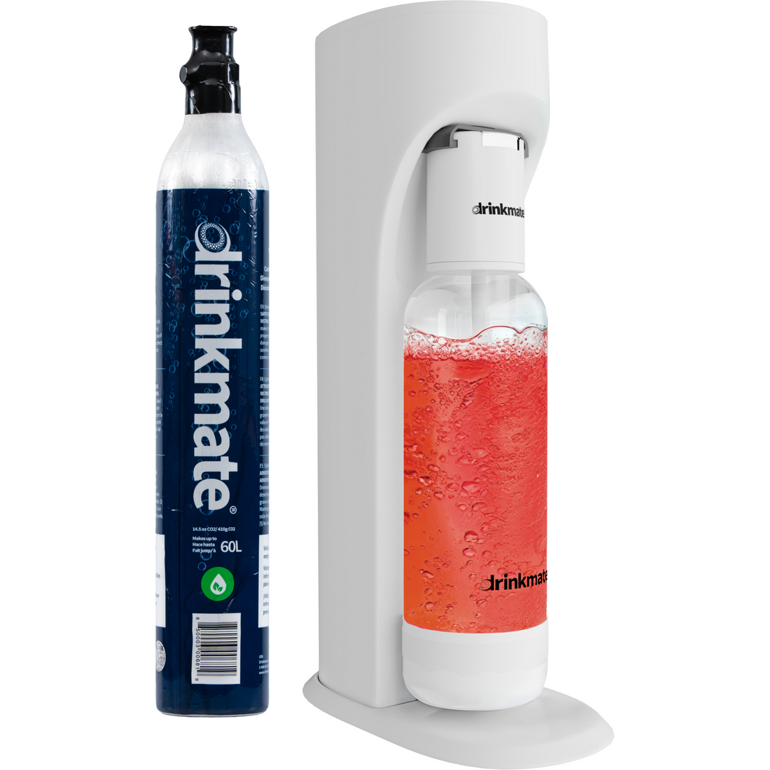Drinkmate OmniFizz · Carbonatador para Té, Zumos y Cualquier Bebida – Con 1 cilindro CO₂ / Blanco