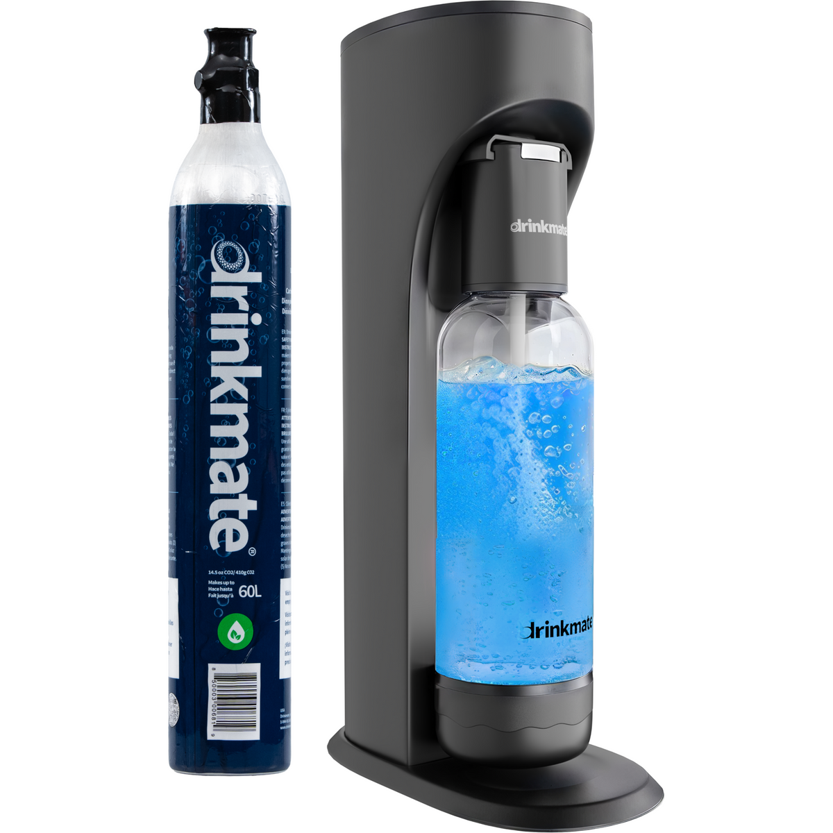 Drinkmate OmniFizz · Carbonatador para Té, Zumos y Cualquier Bebida – Con 1 cilindro CO₂ / Negro mate