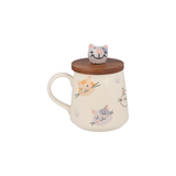 Taza gatitos con tapa de madera
