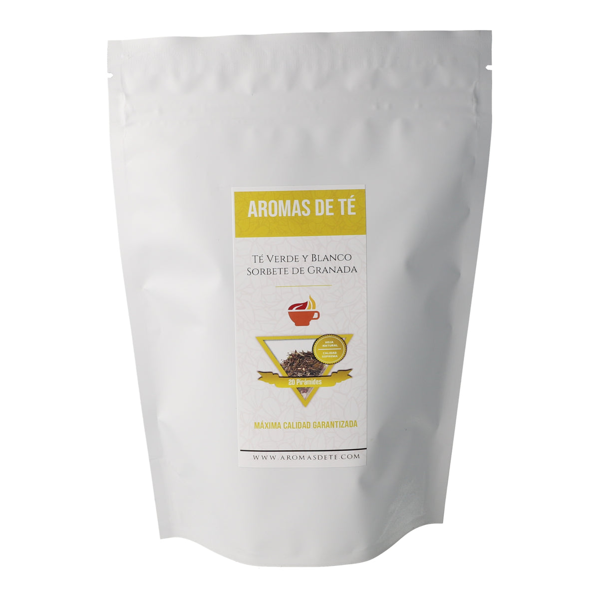 Pirámides de Té Verde y Blanco Sorbete de Granada