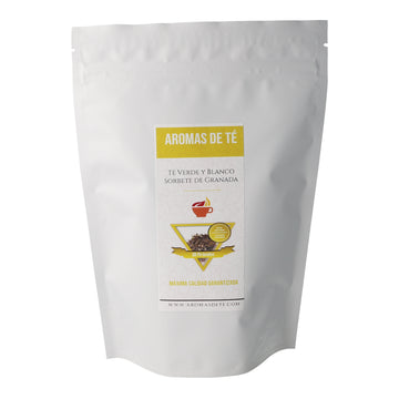 Pirámides de Té Verde y Blanco Sorbete de Granada