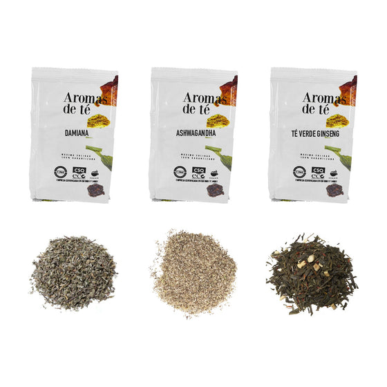 Trío de Plantas de la Tradición — Damiana, Ashwagandha y Ginseng